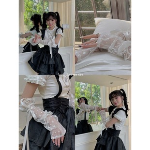 甜妹蕾丝防晒袖套花朵丝带百搭手袖少女心夏季新品