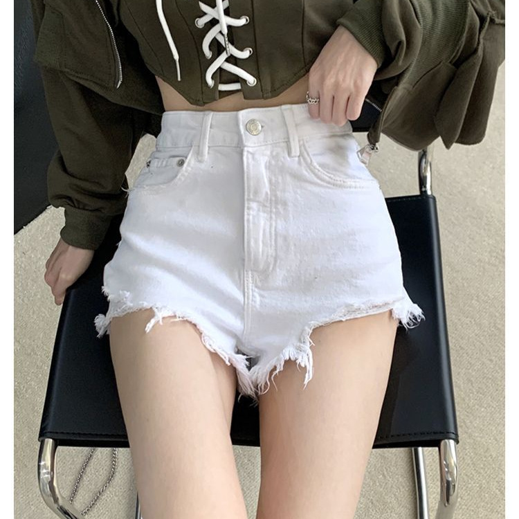 Wholesale Summer New Korean Style High Waist Temperament Slim Fit Irregular Raw Edge Slim Hip-Covering Denim Shorts Hot Pants for Women Wholesale Summer New Korean Style High Waist Temperament Slim Fit Irregular Raw Edge Slim Hip-Covering Denim Shorts Hot Pants for Women