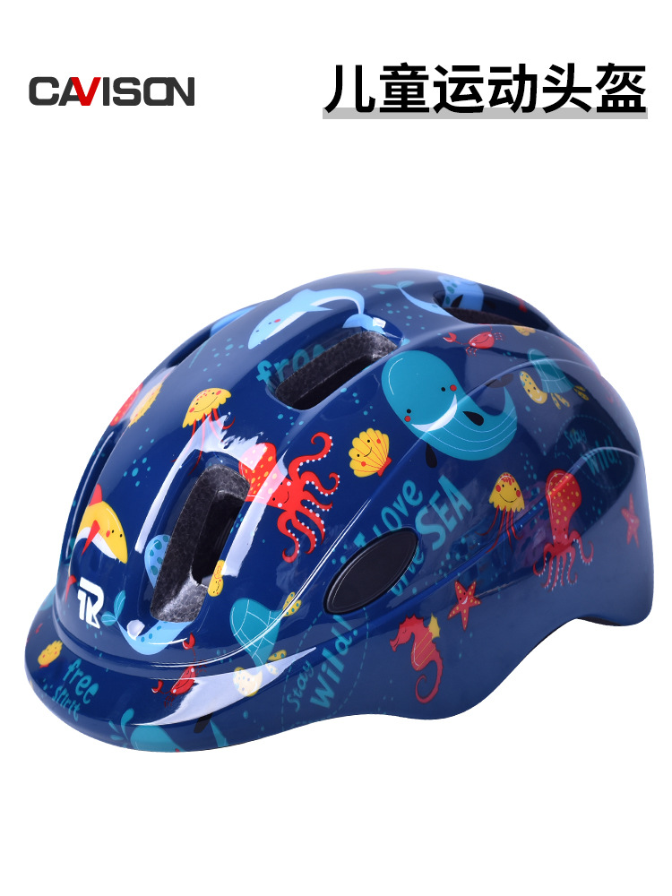 Casco de ciclismo infantil de patinaje de ruedas dibujos animados graffiti equilibrio bicicleta patinaje equipo de casco de protección profesional