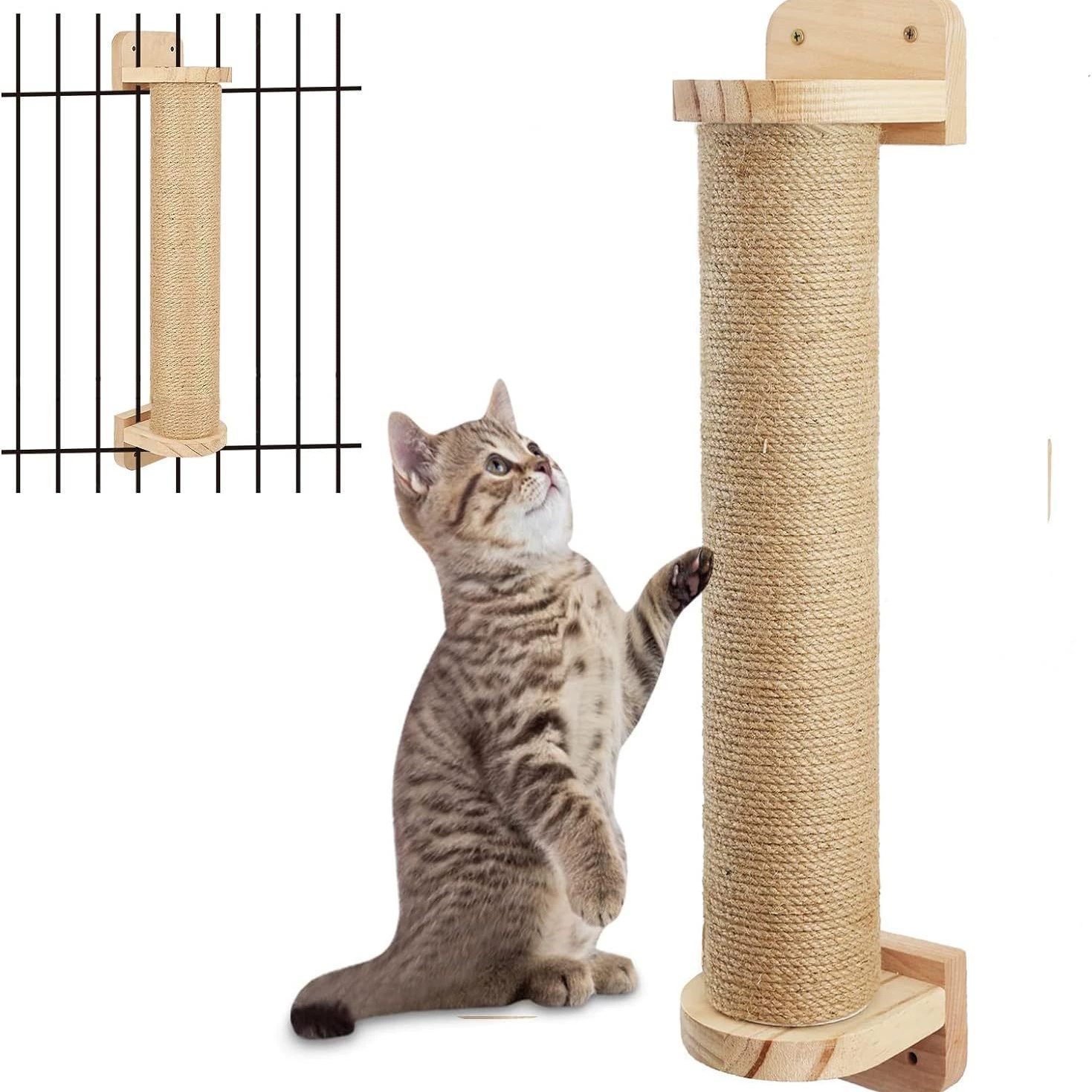 Кошка из массивного дерева, царапает стену, кошка, держа столб, сизаль, износостойкий, не царапает крошки