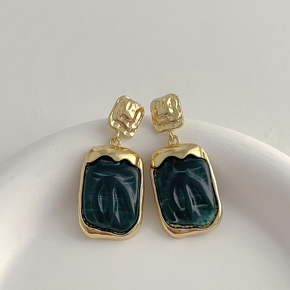 Earrings Classification Simple Style Square Resin Copper Irregular Plating Earrings 1 Pair