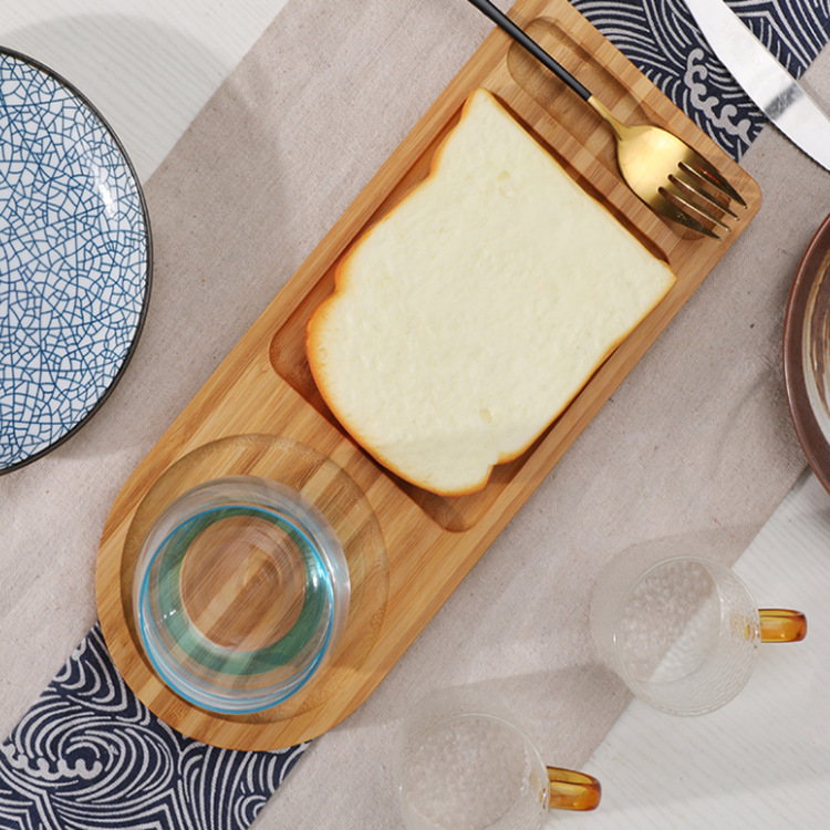 Bandeja de madera maciza, bandeja rectangular para repostería, sushi, pan, bandeja redonda para café, bandeja para postres, bandeja redonda para bistec y pizza