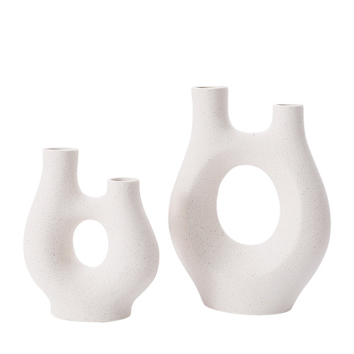 Nordic style ceramic plain embryo vase dry flower arrangement frosted metal spots hydroponic home decoration ornaments wholesale
