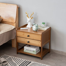 7W楠竹床头柜简约现代小型置物架子轻奢卧室床边实木简易款抽屉储