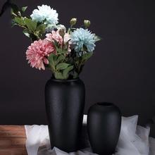 简约北欧陶瓷黑色花瓶水培鲜花干花插客厅酒店复古轻奢装饰品摆件