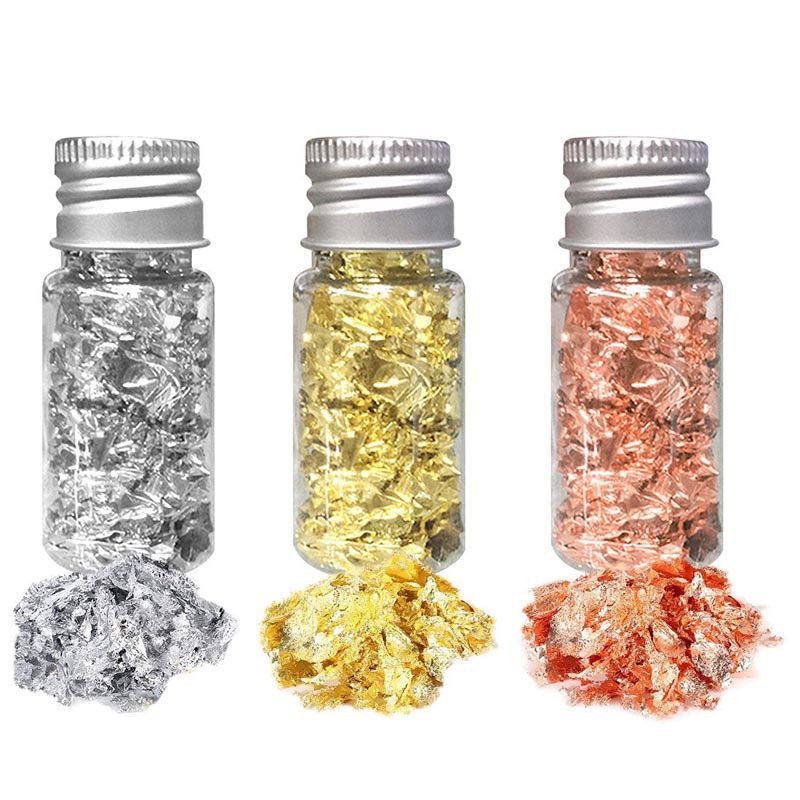 Joyería de uñas lámina de oro accesorios de material de decoración de uñas hechas a mano papel de lámina de oro oro plata piezas de lámina de estaño oro rosa