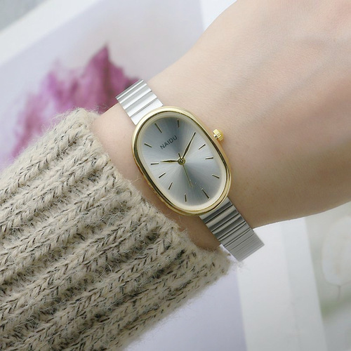 Oval small plate bamboo strap girls watch student mesh strap watch boy watch forest style quartz watch small fresh