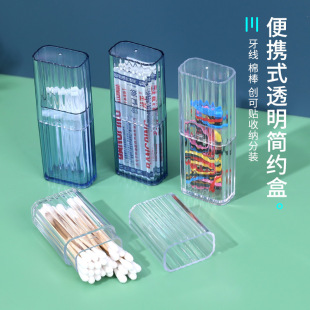 Desktop Mini Storage box transparent cotton swab plastic storage box household creative toothpick holder small object portable storage