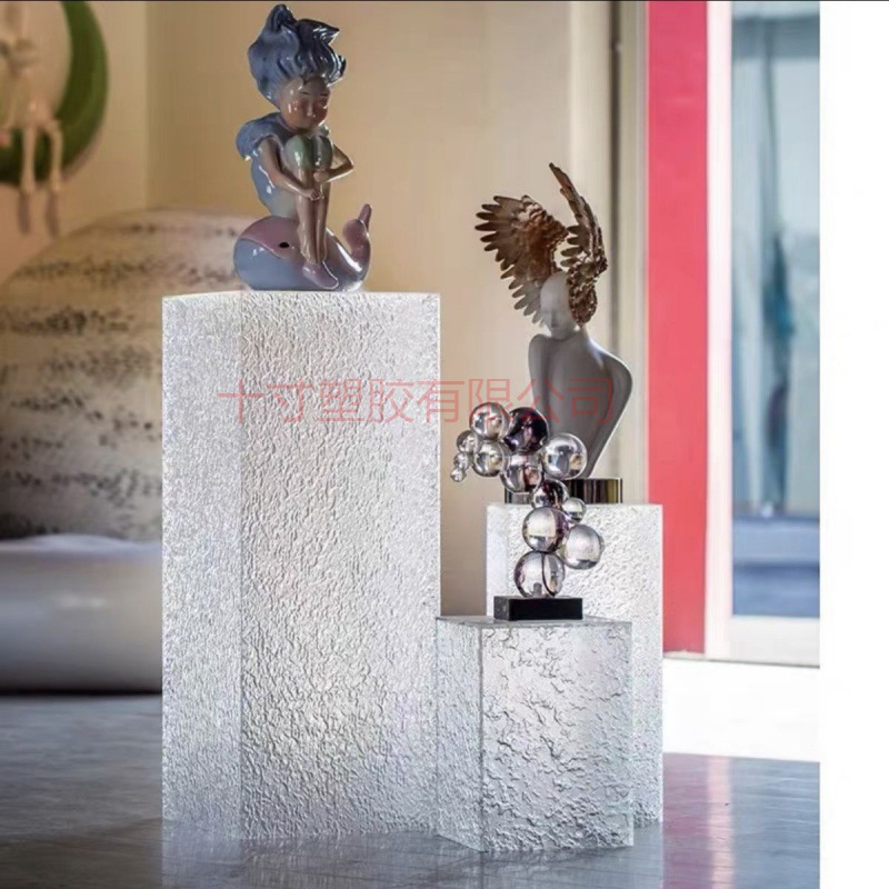 石纹亚克力底座展示石头展厅艺术品摆件水波纹简约摆台装置