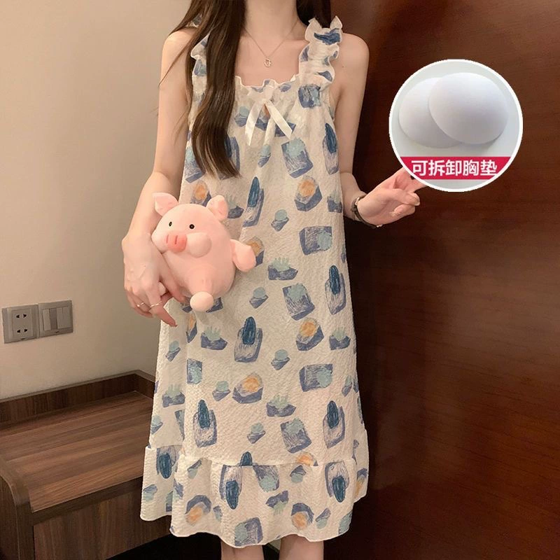 Thin breathable long pijama sleevless, Terylene Cotton, lifting effect, with sleeve