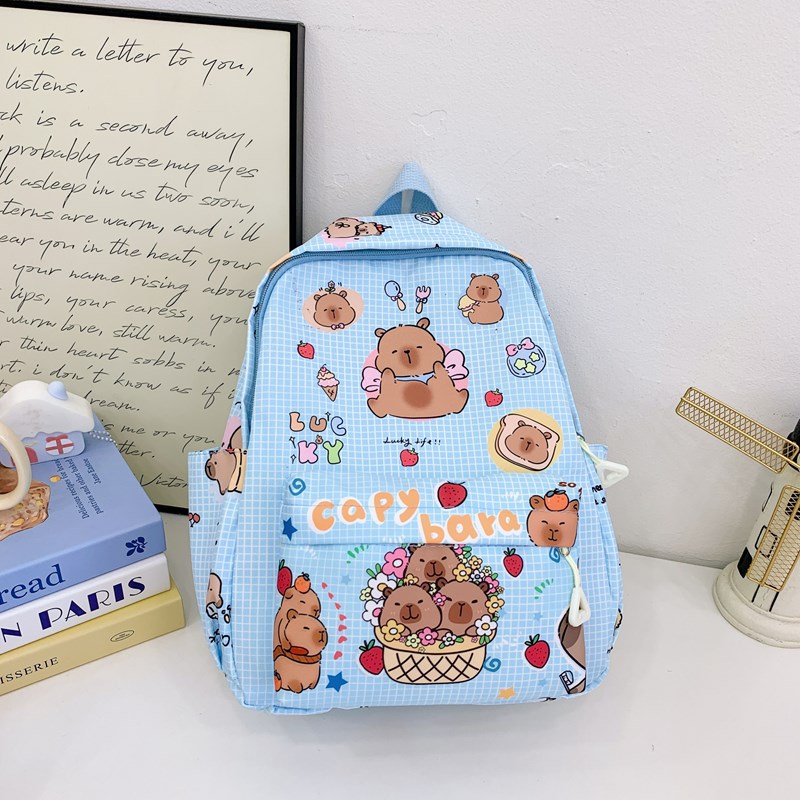 2025 Cross-border Kapibala Mochila de nailon ligero y versátil para niños Mochila de jardín de infantes de moda para niñas