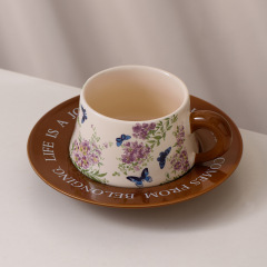 紫薇花コーヒーカップ皿陶磁器コーヒーカップレトロ調カフェ家庭用イベントプレゼントプレゼントプレゼント