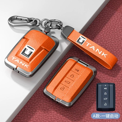 Modified Case for Men, Car key bag - standard-type-a-one-click-start-emma-orange-zinc-alloy-shell-hardware-bracelet
