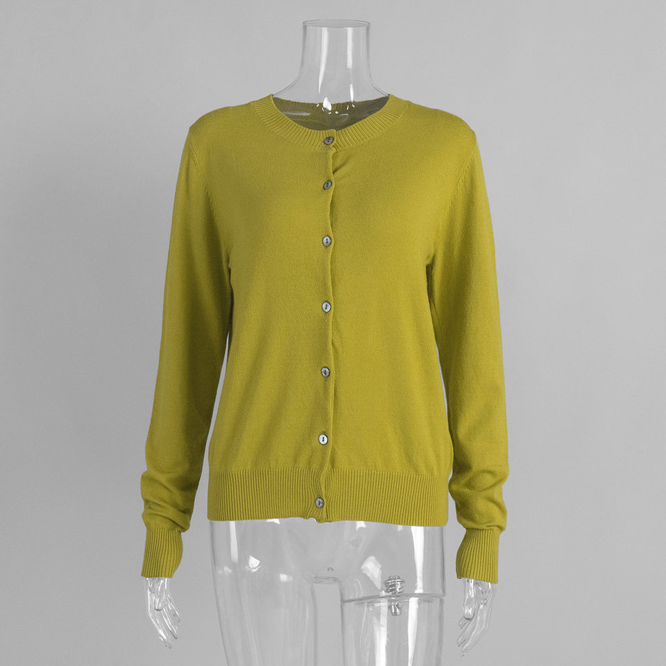 Bộ áo len dệt kim nữ cổ cao không tay kèm áo cardigan dáng suông — Áo vest màu nâu, Áo vest màu xám đậm, áo vest màu vàng, áo vest màu xanh chi tiết 41