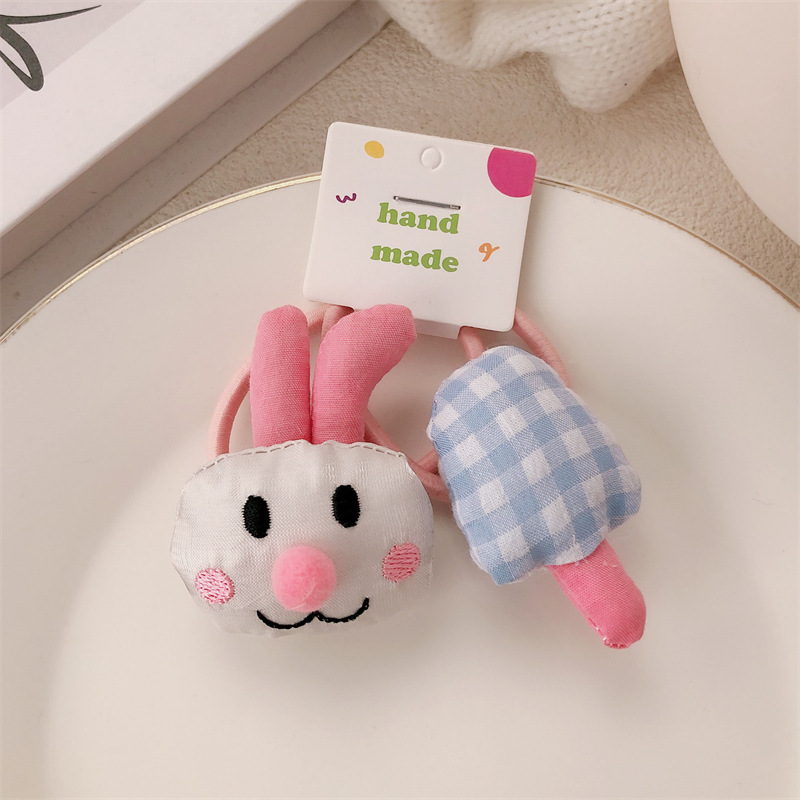 Diversión tela dibujos animados conejo hongos cabello lindos anillo de cabello de alta elasticidad correa de cabello de cola de caballo adornos para el cabello