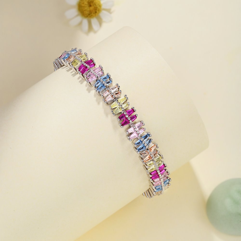 Sterling Silver Elegant Luxurious Shiny Geometric Plating Inlay Zircon Tennis Bracelet display picture 12