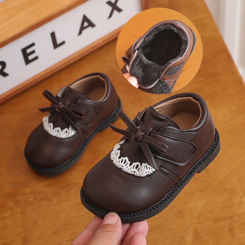 Baby Shoes for Girls, Autumn and Winter New Baby Cotton Shoes, Soft Soles, 1-3 Years Old, Non-Slip Toddler Girls' Leather Shoes, Princess