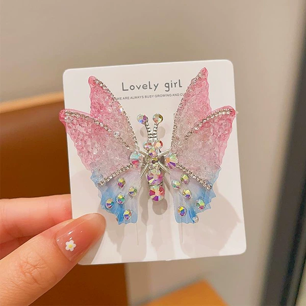 Pink blue butterfly one piece