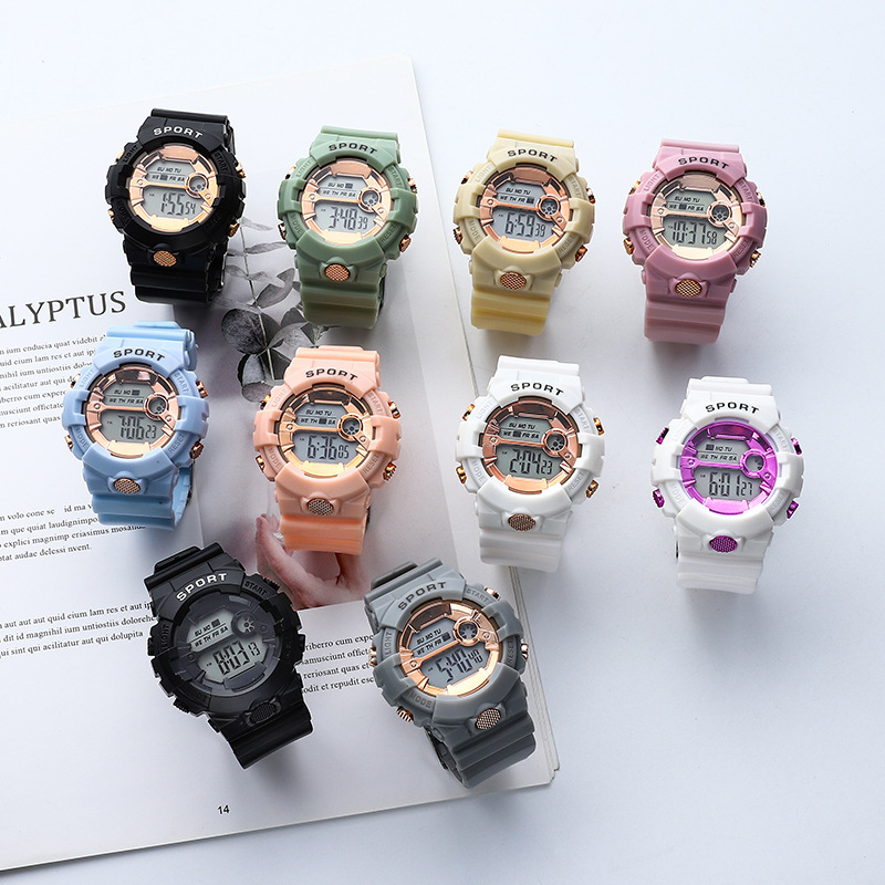 Teli Electronic Unicorn Timing Electronic Watch for Junior High School Students, Seven-Color Luminous Alarm Clock Calendar Student Watch