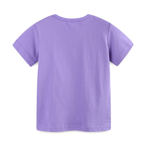 24 Summer Girls' T-shirt, European and American Style, Children's Butterfly-Print Sweatshirt, Knitted Cotton Crew Neck Pullover Top for Kids