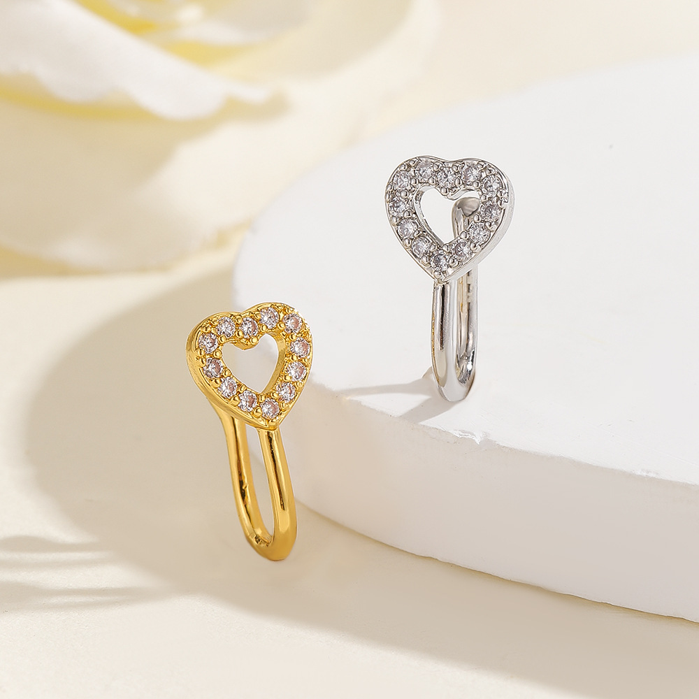 Copper Inlaid Zircon Flower Love Nose Clip Nose Ornaments Puncture-free Jewelry for Men and Women detail image 9