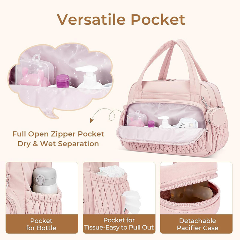 Nuevo bolso de pañales bolso de mano bolso de mamá bolso de pañales de viaje bolso de mensajero bolso de pañales de bebé con caja de chupete