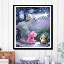 新款十字绣一件代发毛绒小熊手工绣布丁熊DIY满绣装饰画直销