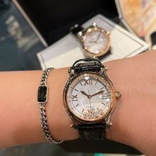 手表跨境小红书手表钻石休闲圆形女表快乐钻时七钻时尚女士腕表