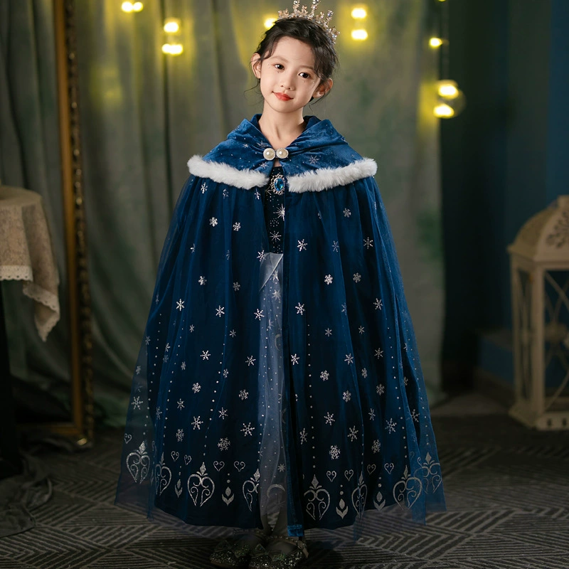 Плащ Эльзы из мультфильма «Холодное сердце», весенне-осенний, для Хэллоуина, универсальный, для маленьких девочек, стиль осень-зима 2025.