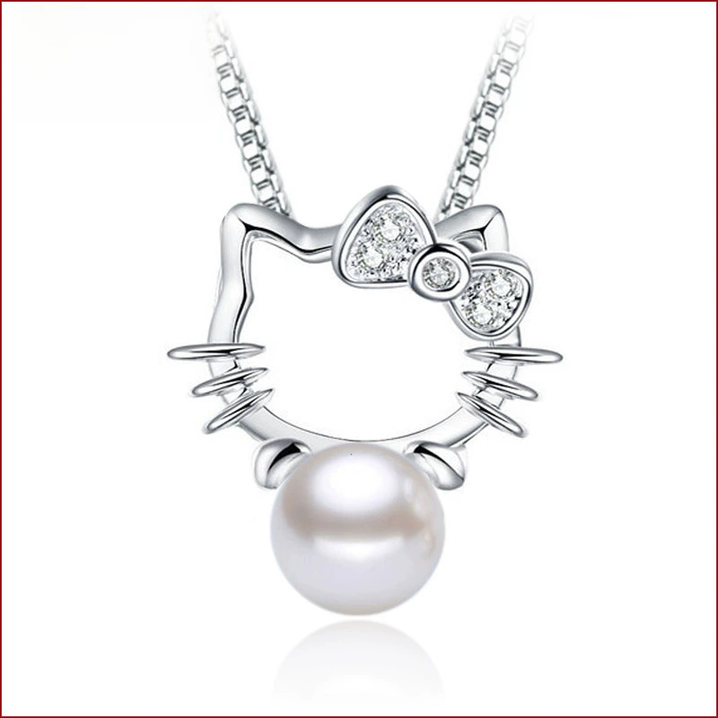 Pendant from pearl, silver necklace, internet celebrity
