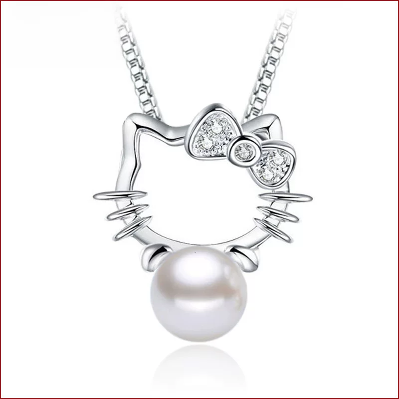Pendant from pearl, silver necklace, internet celebrity