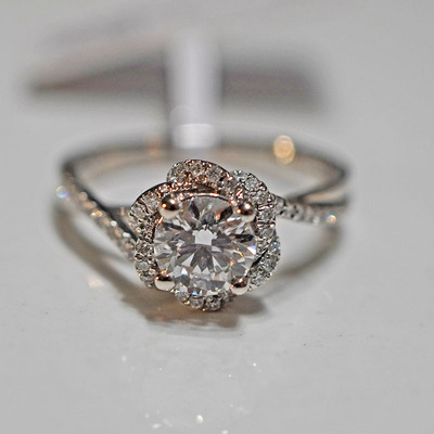 PT950铂金培育钻石戒指女士圆形异形灿若星辰结婚求婚星耀围镶|ms