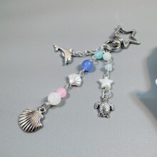 欧美跨境海洋风海豚扇贝壳乌龟钥匙扣晶吊坠包包挂饰手机链挂饰