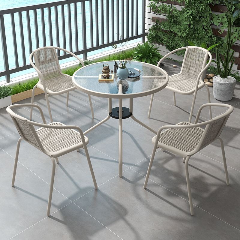 Salón de té de leche, silla de ocio, mesa y silla combinada de hierro forjado al aire libre, patio al aire libre, mesa de comedor de balcón