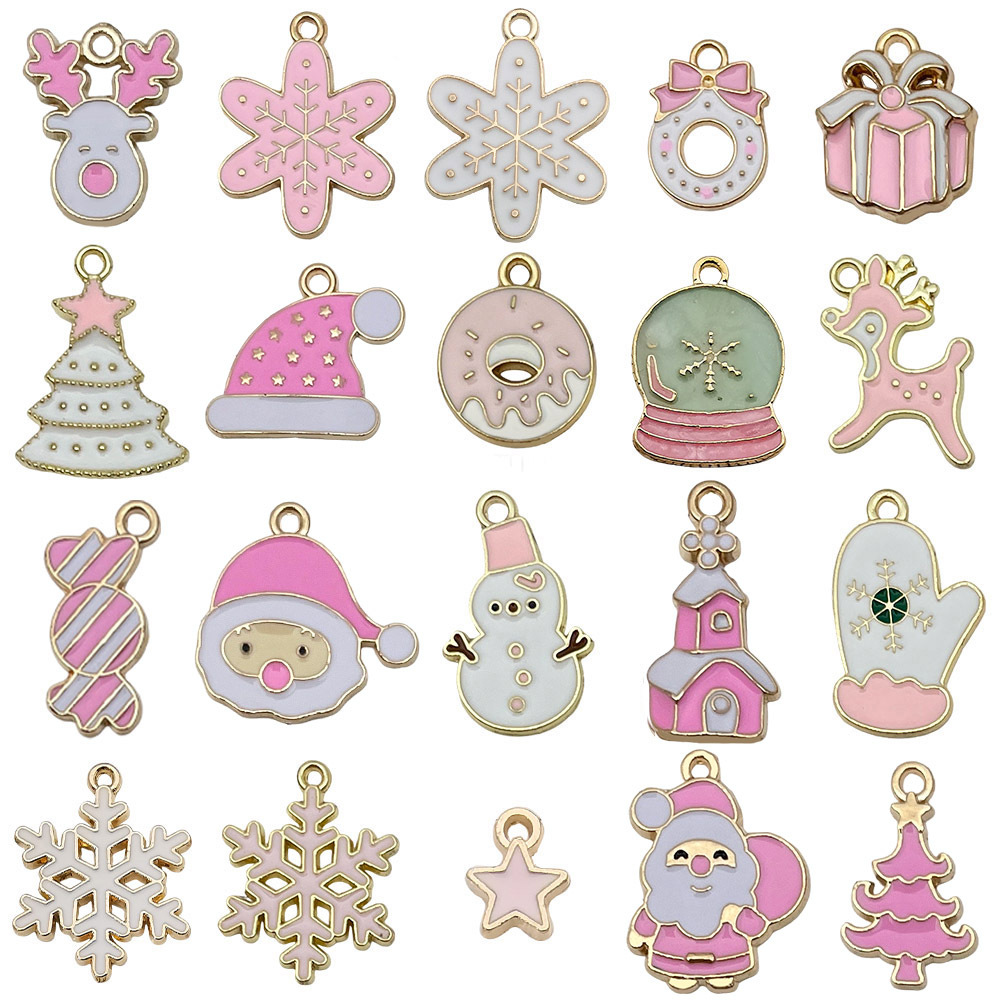 Mezclado 100 Navidad goteo Aleación de aceite accesorios la joyería bricolaje Santa muñeco nieve Bell ELK pulsera colgante