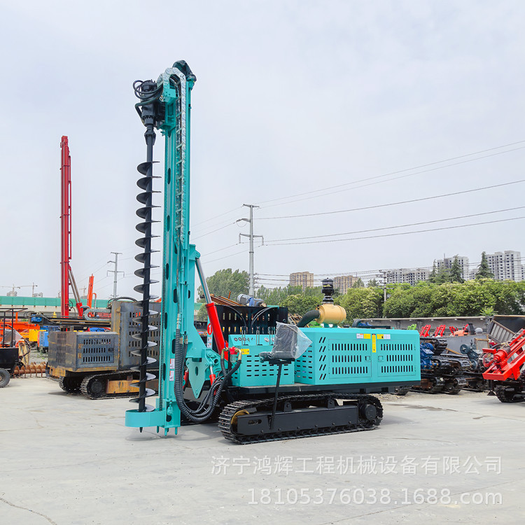新型光伏履带式打桩机 滩涂山地风力发电螺旋钻 硬土砂石一杆成孔