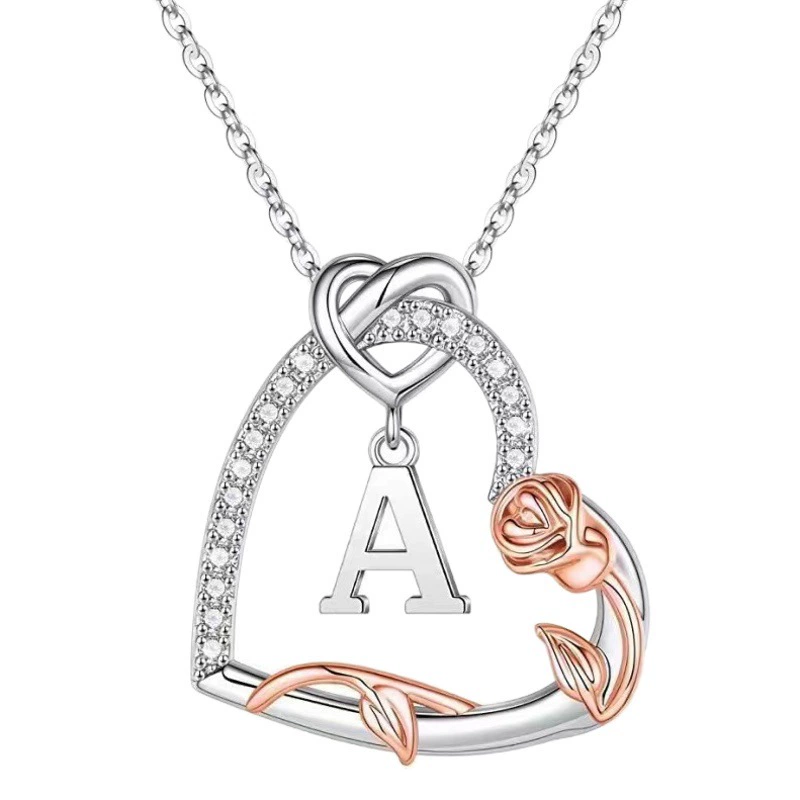 Новое двухцветное подвеска в форме сердца, английское ожерелье, трансграничная Европейская и американская мода, юбилей, День Святого Валентина, подарок на день рождения