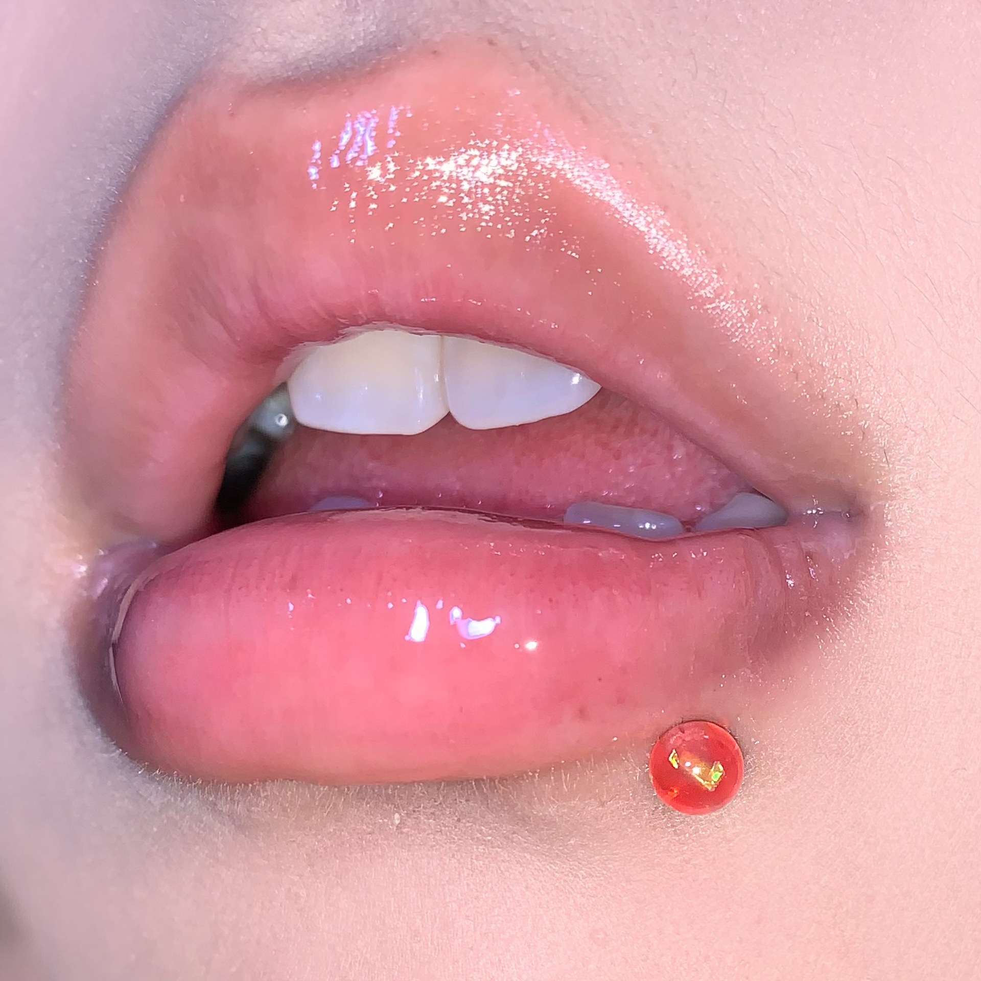14G 316L Surgical Steel Pink Acrylic Labret Stud Lip Piercing Jewelry 16mm Bar Length detail image 10