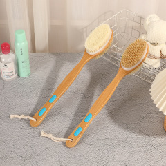Factory Direct Sale Double-Sided Shower Brush Body Wash Scrub Sponge Shower Ball Long Handle Self-Scrub Back Scrub Mud Pig Bristle Brush