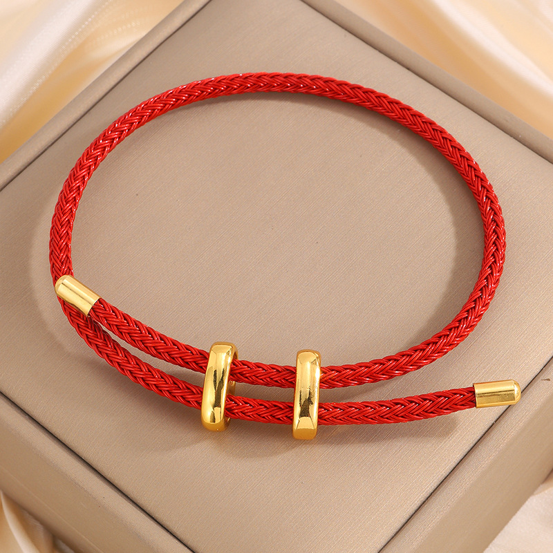 Cuerdas de acero de titanio impermeables a prueba de sudor ajustables hebilla en forma de I pulsera de cuerda de acero 3D de oro duro cuerdas de mano joyas parejas