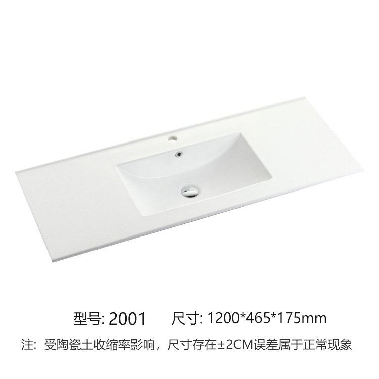 Lavabo de cerámica para encimera, mueble de baño con lavabo integrado, lavabo doble de 1,5 metros.