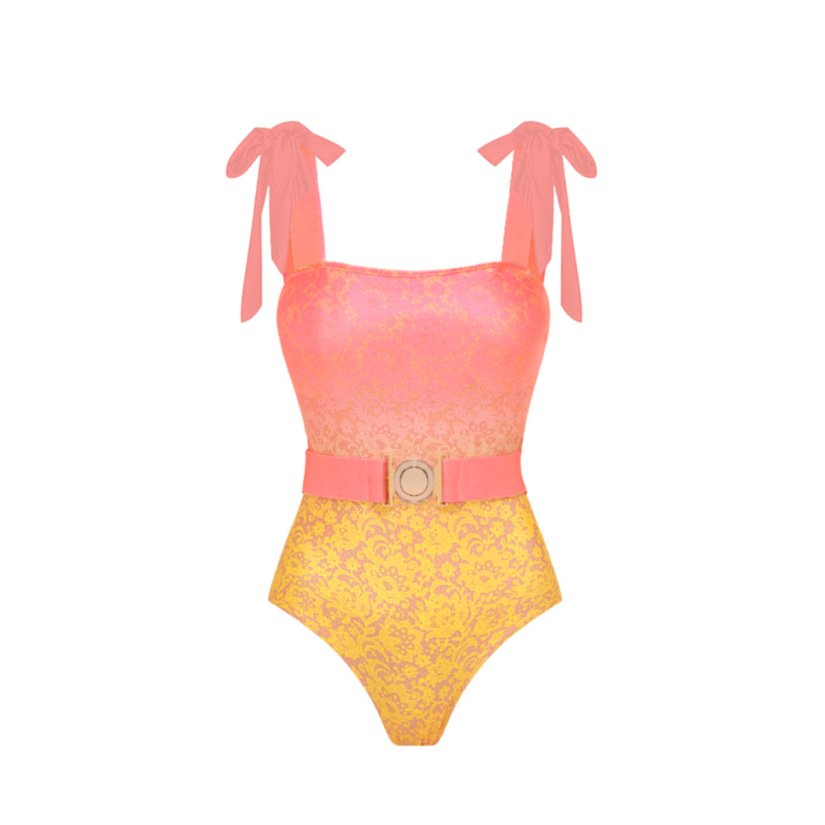 Femmes Vacances Petites Fleurs Dégradé De Couleur Ensemble 2 Pièces Une Seule Pièce Maillots De Bain display picture 2