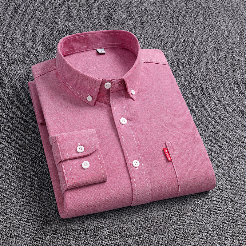Camisas de mangas largas de Oxford personalizadas de hombre primavera y otoño de color sólido de transporte transpirable de mediana edad