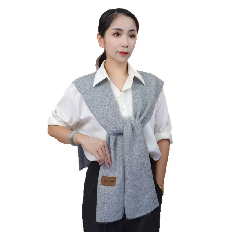 羊毛针织打结披肩女时尚纯色春季秋季韩版夏季空调房防风护颈披肩|undefined