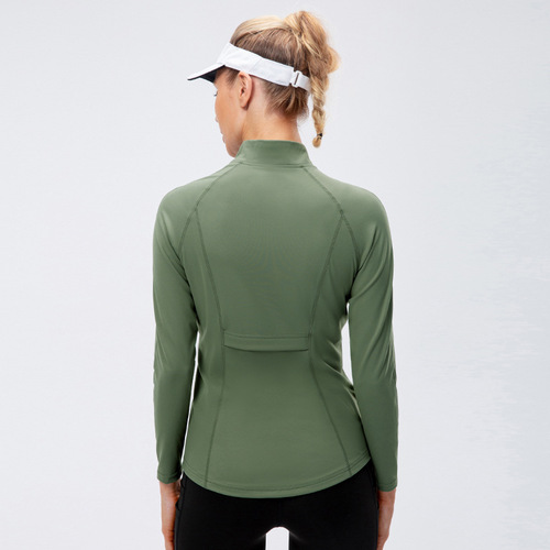 Women's new autumn and winter yoga jacket nylon sportswear tight elastic running zipper fitness clothes long sleeves 12612