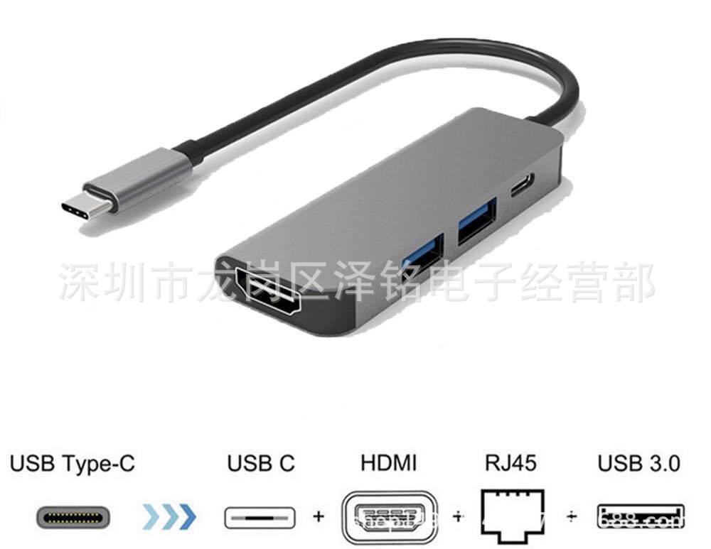 (2개) 1 TYPE-C USB3.0 * 2 HDMI 도킹 스테이션 4 IN 1 의 HDMI 4 로 TYPE-C