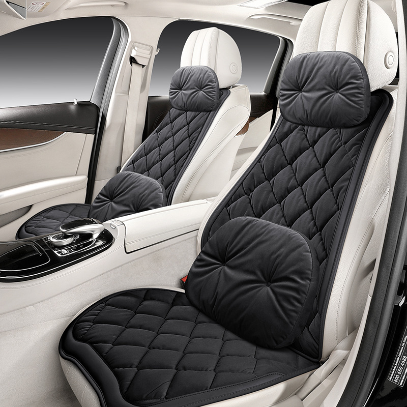 Qìchē Car Seat Cushion Winter Plush Fabric Car Interior Decoration Seat Cover (Wool pad) - 1-headrest