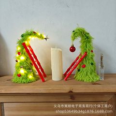 クリスマスデスクトップ曲げ可能なクリスマスツリーグリーンぬいぐるみクリスマスツリーはしごクリスマスツリーグリンチクリスマスツリー