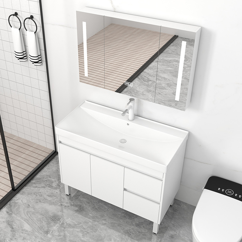 gabinete de baño de madera sólida tipo piso lavabo gabinete combinación cerámica lavabo todo en uno lavabo lavabo lavabo profundo lavabo