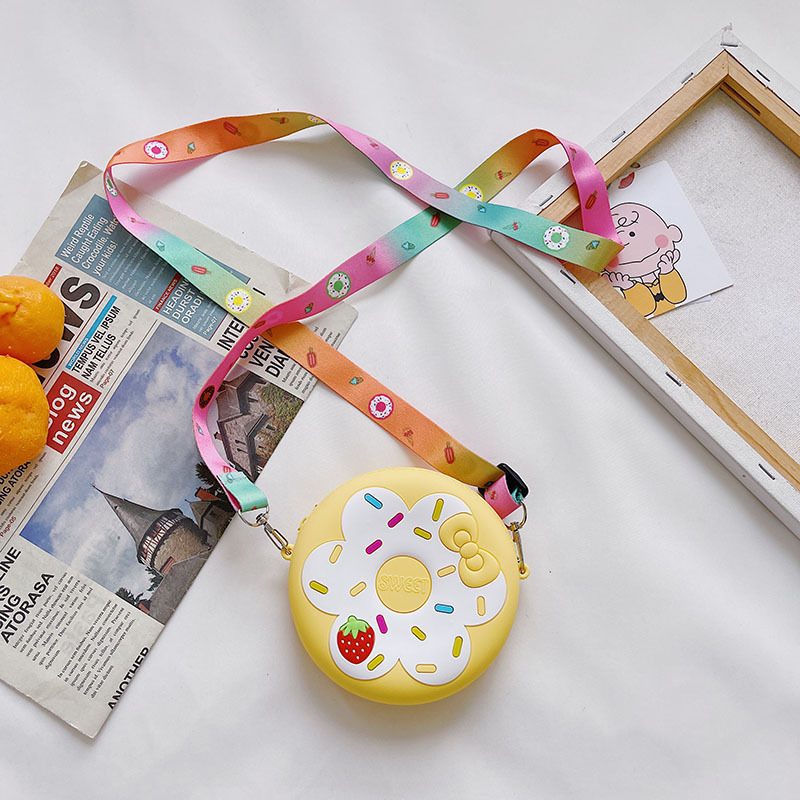 Nueva bolsa cruzada infantil con forma de donut, monedero de silicona, mini bolsa cruzada, cartera de hombro, linda bolsa para niñas